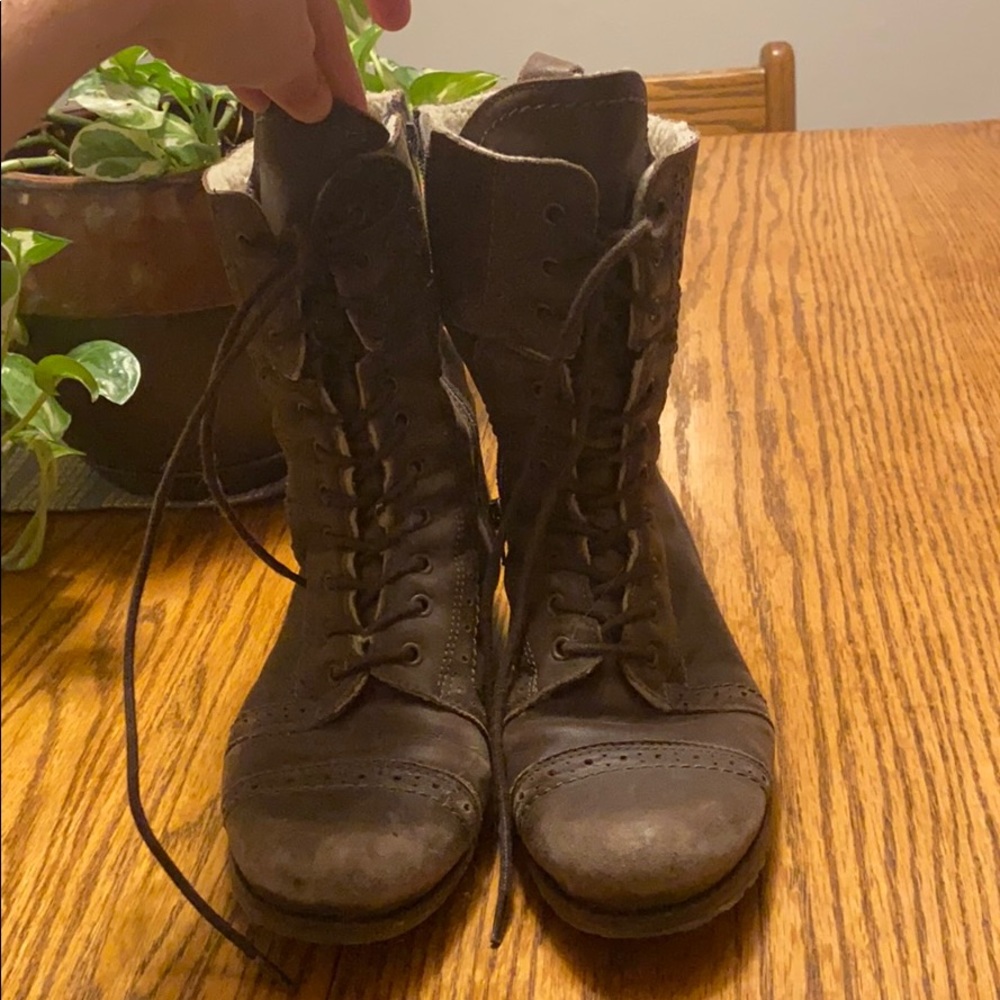 Fleece lined leather boots